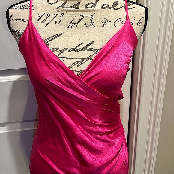 Zara Draped Camisole Midi Slip Dress in Barbie Hot Pink - Picture 7 of 16